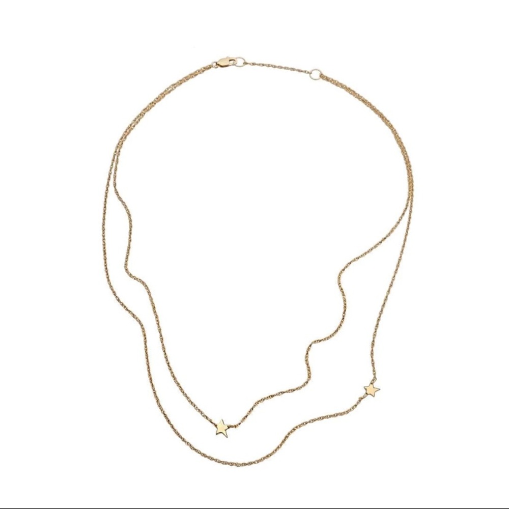 Jennifer Zeuner - Gold STAR DOUBLE NECKLACE Layered Adjustable - NEW